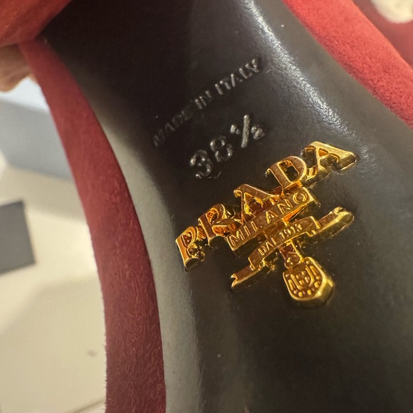 Prada Women's Bold Red Block Heels - Picture 3 of 12